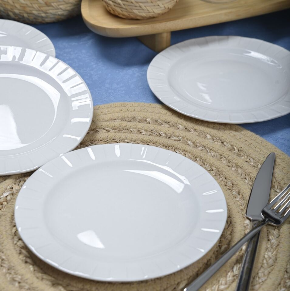 6'lı Zümrüt 18 cm Porselen Pasta ve Tatlı Tabağı Seti - Zarif ve Modern Tasarım