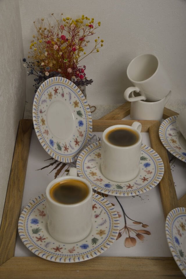 Dalya 12 Parça 6 Kişilik Porselen Kahve Fincan Takımı