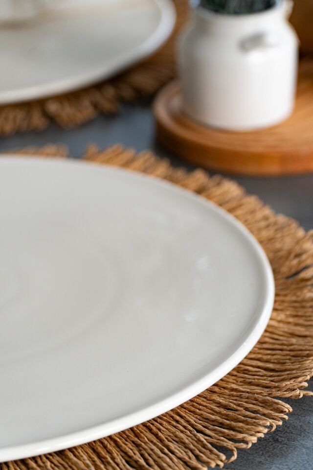 2'li 32 Cm Porselen Yalın Pizza Tabağı