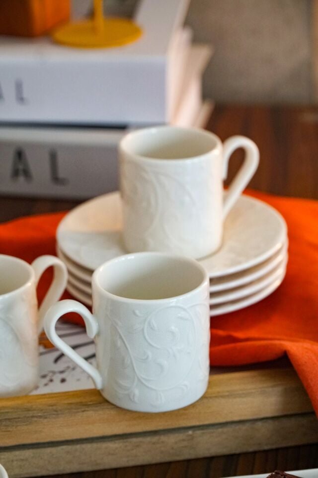 Bahar 12 parça 6 Kişilik Porselen Kahve Fincan Takımı