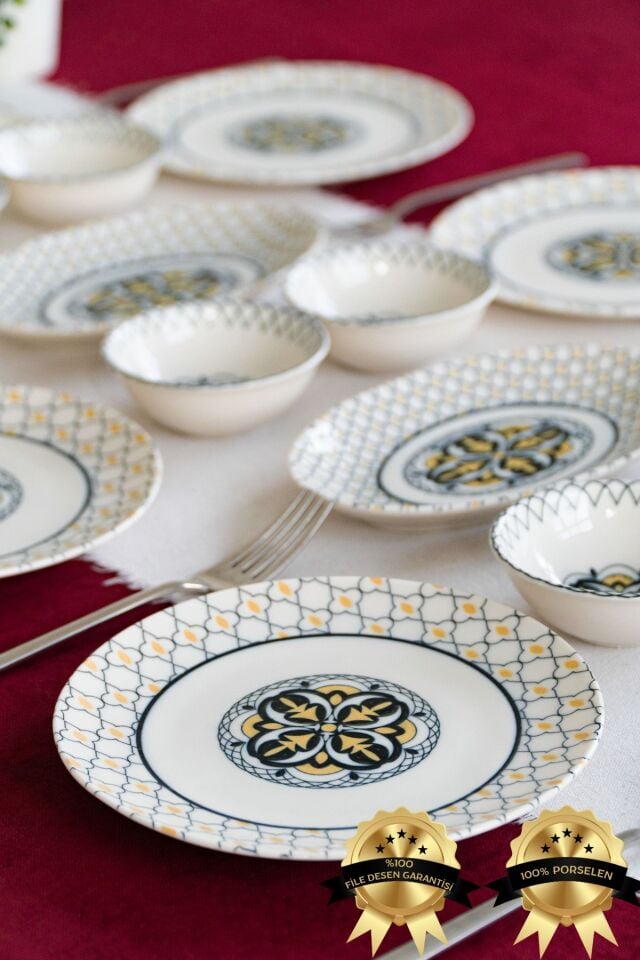 Bergama 16 Parça 6 Kişilik Porselen Kahvaltı Takımı