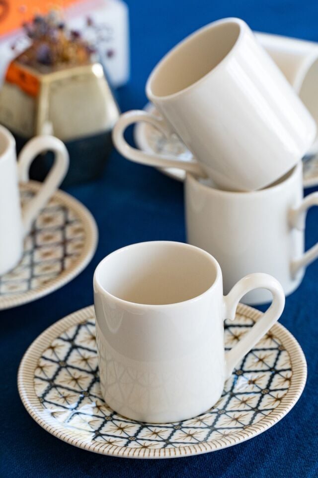 Beste 4 Parça 2 Kişilik Porselen Kahve Fincan Takımı