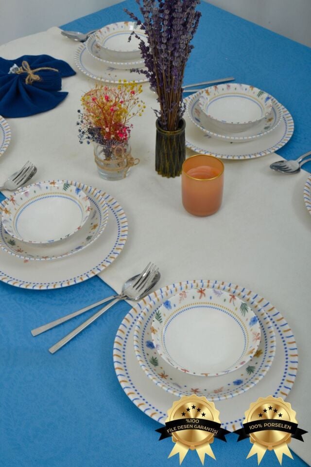 Dalya 18 Parça 6 kişilik Porselen Yemek Takımı