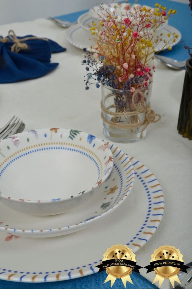 Dalya 18 Parça 6 kişilik Porselen Yemek Takımı