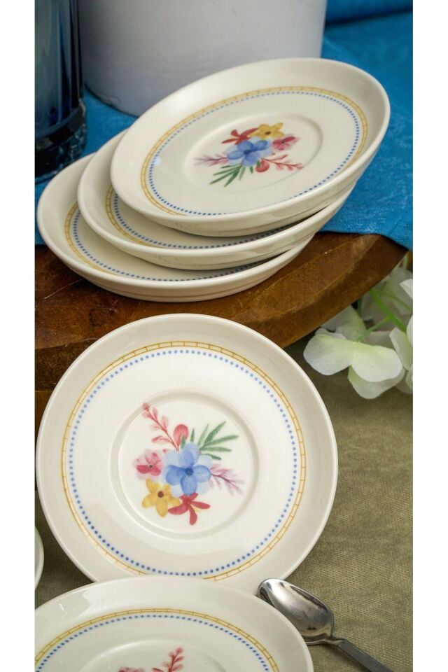 Dalya Porselen Çay Tabağı 6'lı 13cm Kırık Beyaz