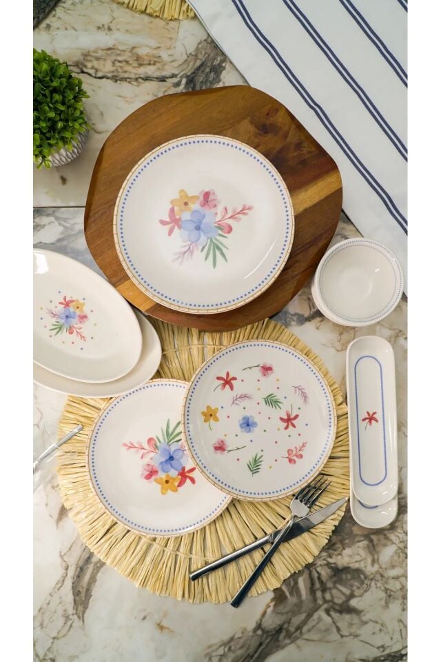 Dalya Porselen 16 Parça 6 Kişilik Kahvaltı Takımı