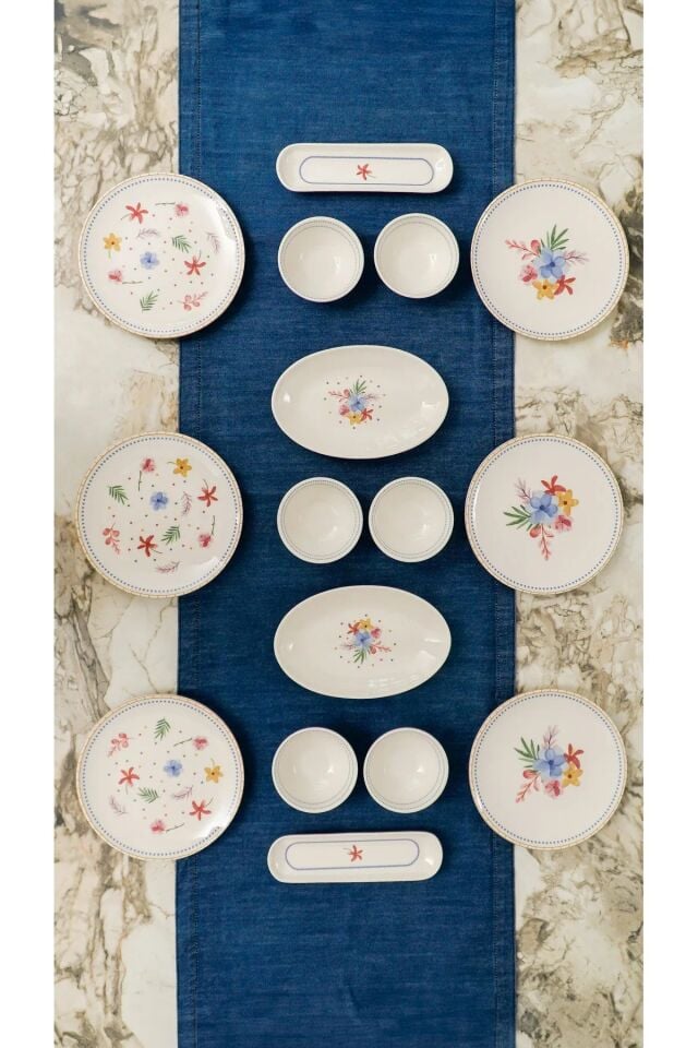 Dalya Porselen 16 Parça 6 Kişilik Kahvaltı Takımı