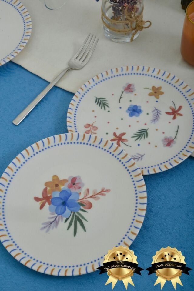 Dalya 6'lı Porselen Pasta Tabağı