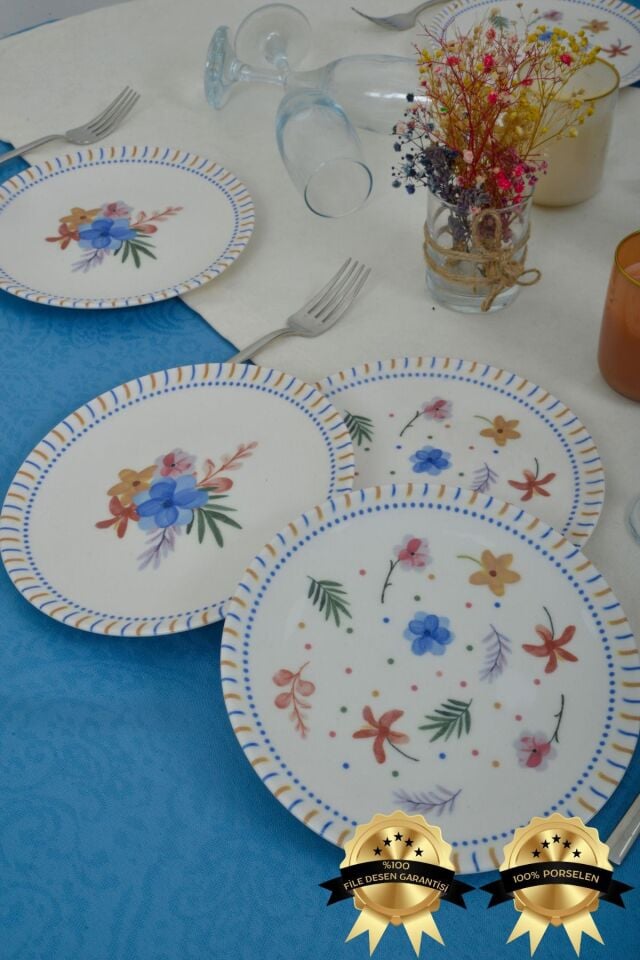 Dalya 6'lı Porselen Pasta Tabağı