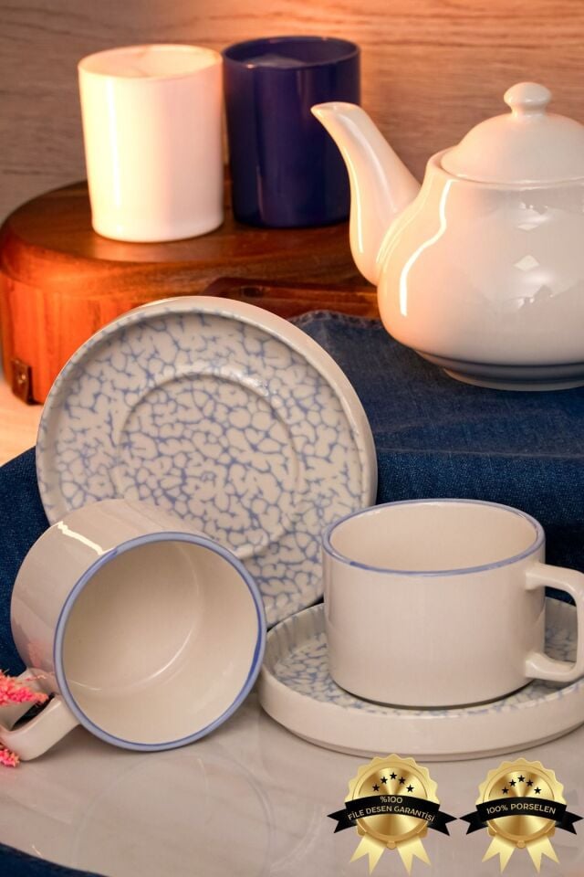 Dalya 4 Parça 2 Kişilik Porselen Çay Fincan Takımı