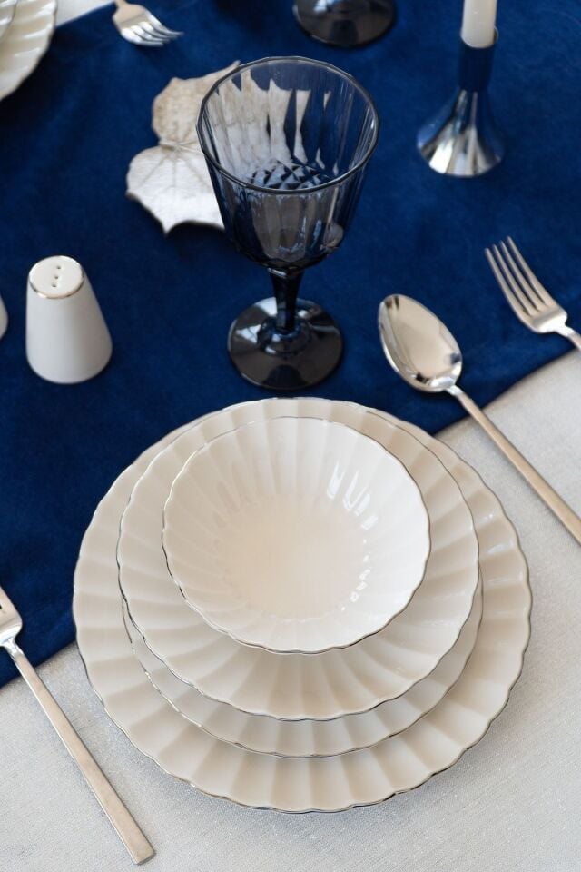 Derya 24 Parça Platin Yaldız 6 Kişilik Porselen Yemek Takımı