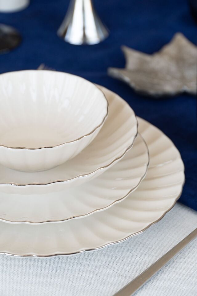 Derya 24 Parça Platin Yaldız 6 Kişilik Porselen Yemek Takımı