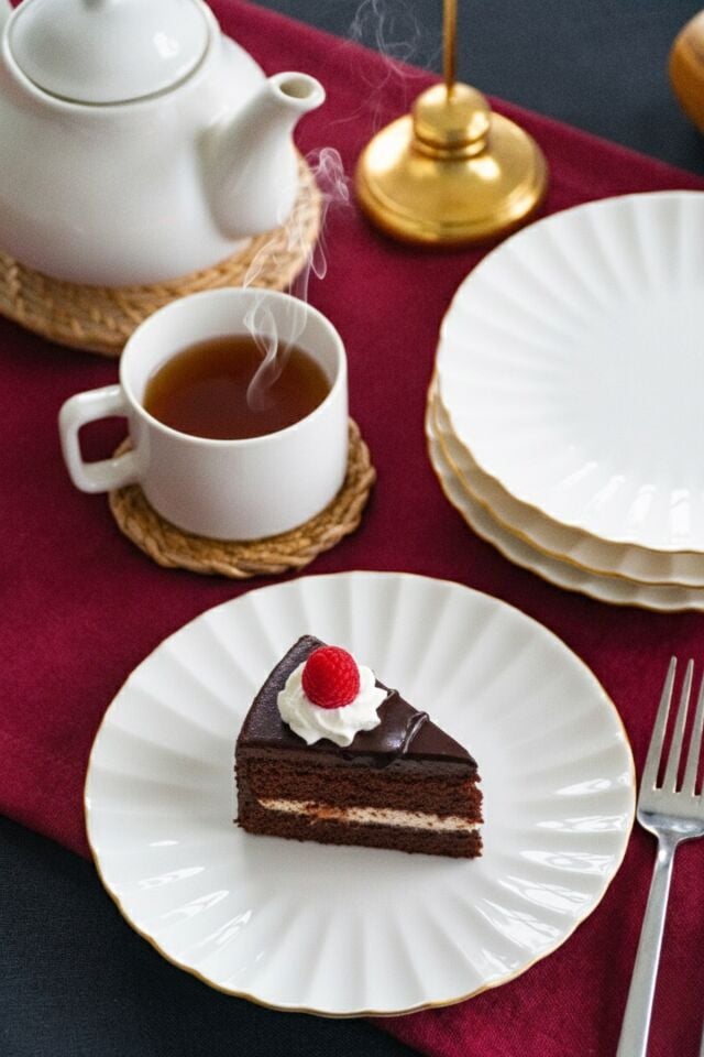 Derya 6 Parça Altın Yaldız Porselen Pasta Tabağı