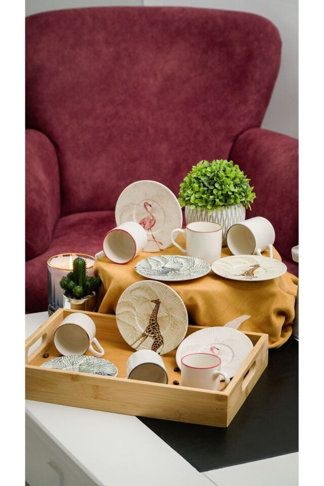 Doğa 12 Parça 6 Kişilik Porselen Kahve Takımı