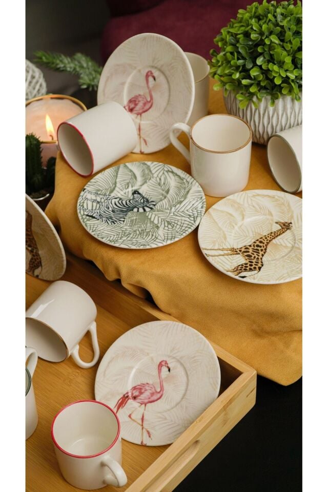 Doğa 12 Parça 6 Kişilik Porselen Kahve Takımı