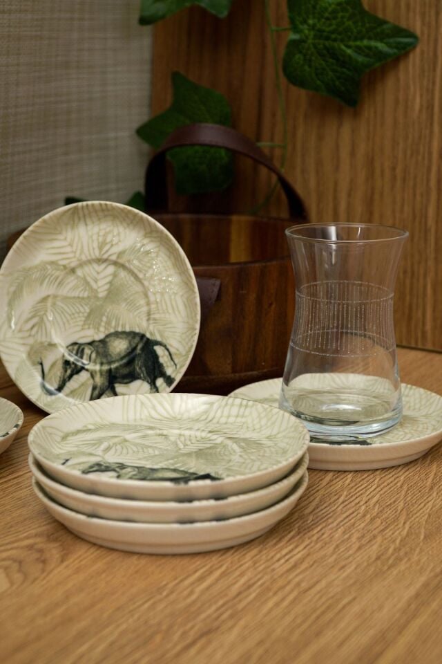 Doğa 6'lı 13cm Porselen Çay Tabağı Kırık Beyaz