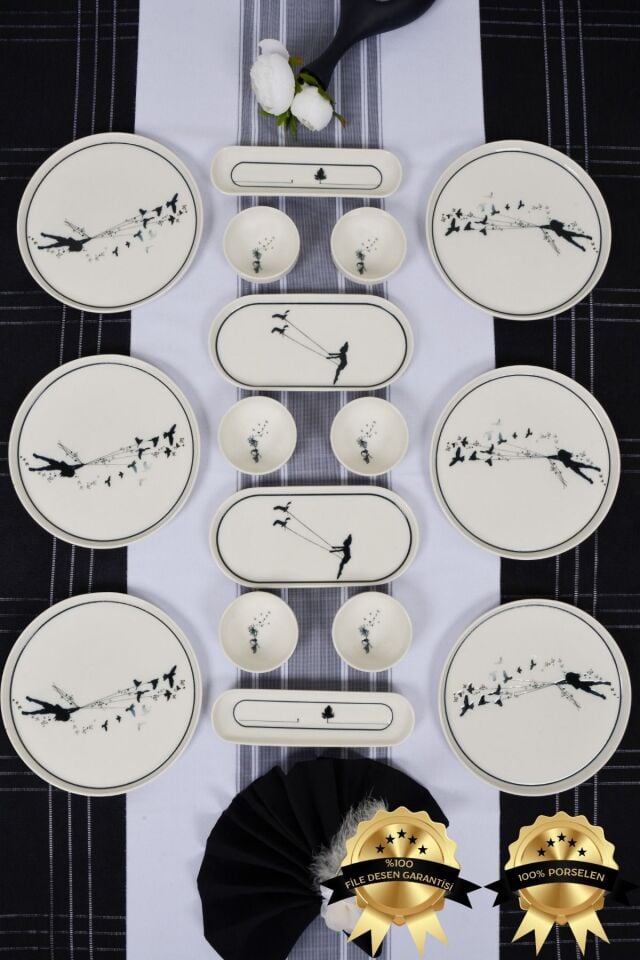 Düğüm 16 Parça 6 Kişilik Porselen Kahvaltı Takımı