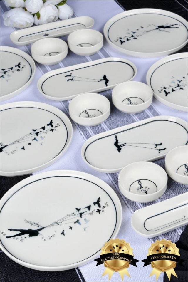 Düğüm 16 Parça 6 Kişilik Porselen Kahvaltı Takımı