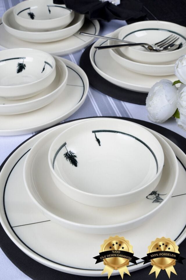 Düğüm 18 Parça 6 Kişilik Porselen Yemek Takımı