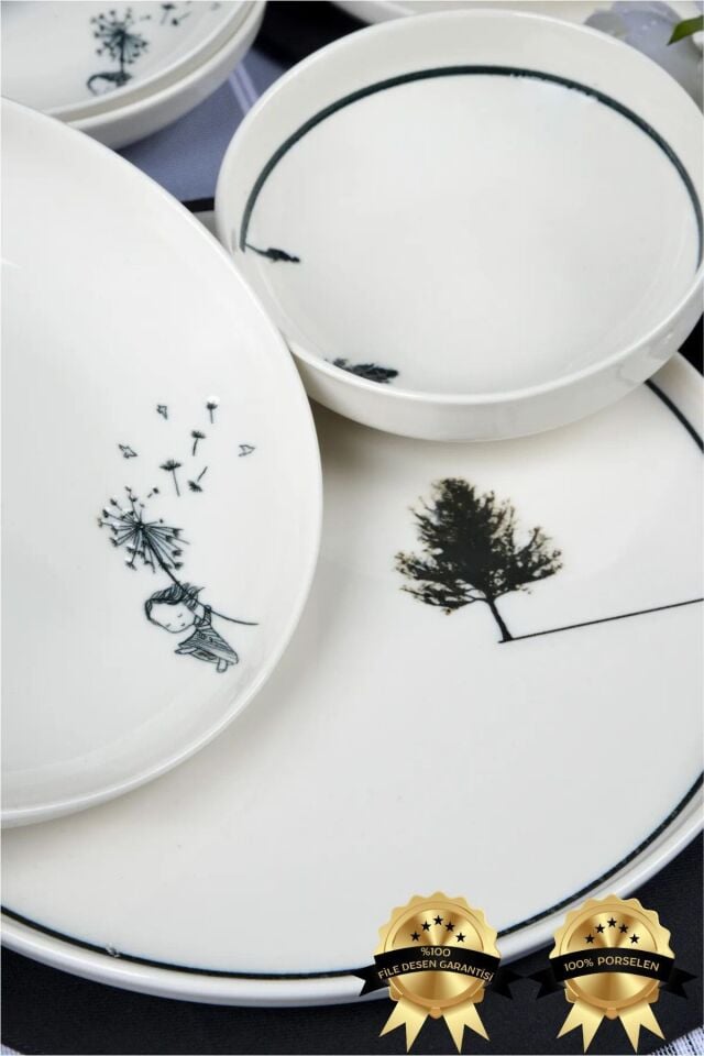 Düğüm 18 Parça 6 Kişilik Porselen Yemek Takımı