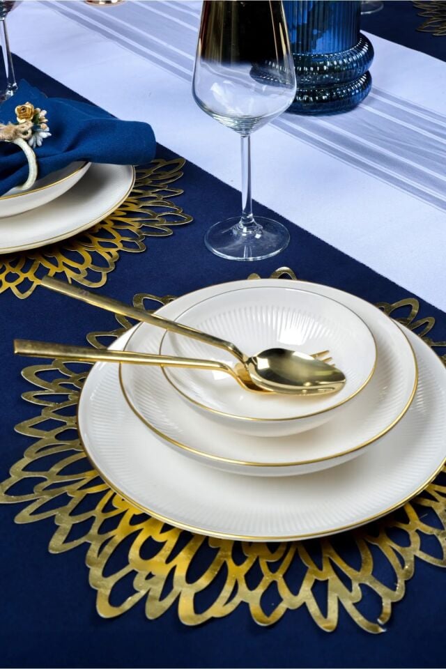 Düş 18 Parça 6 Kişilik Altın Yaldızlı Porselen Yemek Seti