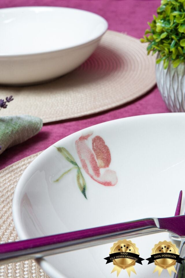 Ebrusu 2'li Porselen Salata Tabağı Seti