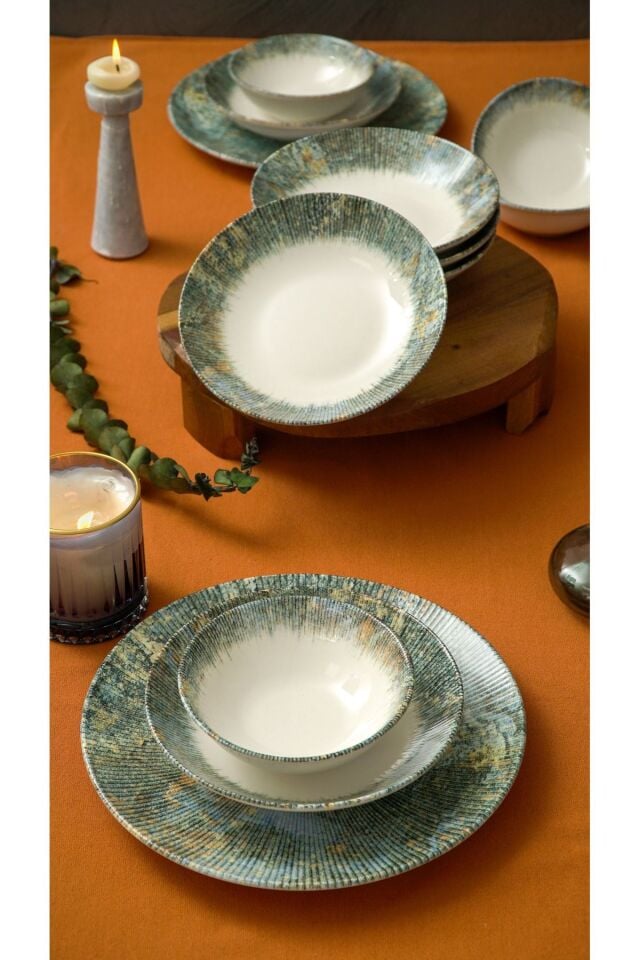 Eksen 18 Parça 6 Kişilik Porselen Yemek Takımı