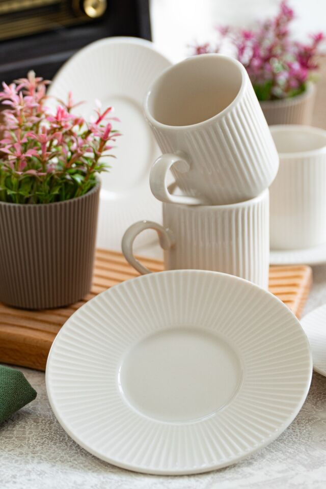 Elif 12 Parça 6 Kişilik Porselen Kahve Fincan Takımı