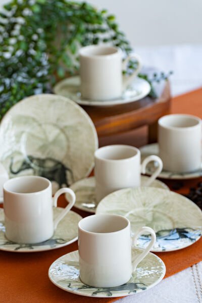 Fil 12 Parça 6 Kişilik Porselen Kahve Fincan Takımı