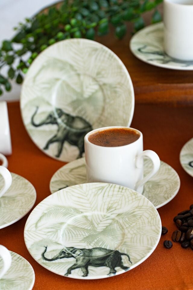 Fil 4 Parça 2 Kişilik Porselen Kahve Fincan Takımı