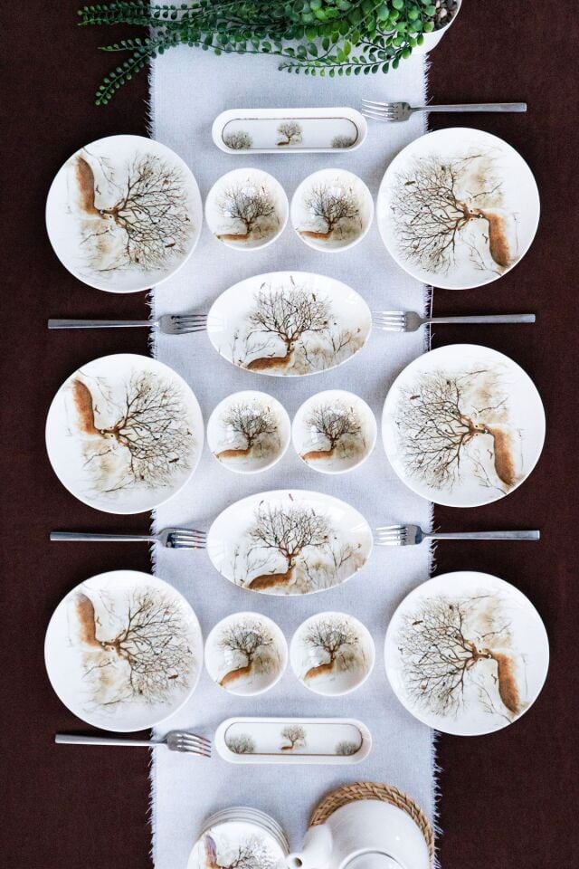 Geyik 16 Parça 6 Kişilik Porselen Kahvaltı Takımı