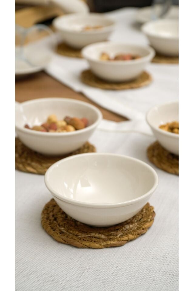 Hayal 6'lı Porselen 10 cm Kahvaltı Sunum Çerezlik Seti Kırık Beyaz