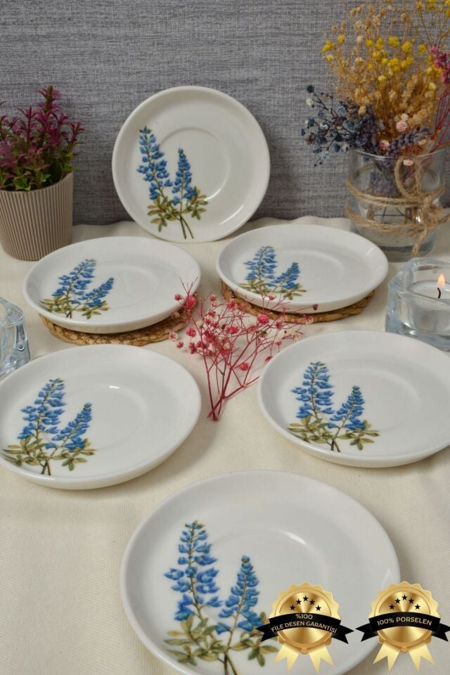 Hazeran 6'lı Porselen Çay Tabağı Seti