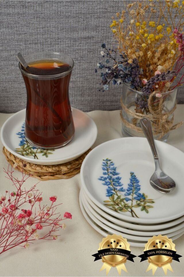 Hazeran 6'lı Porselen Çay Tabağı Seti