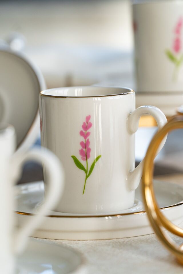 İkebana 12 Parça 6 Kişilik Porselen Kahve Fincan Takımı