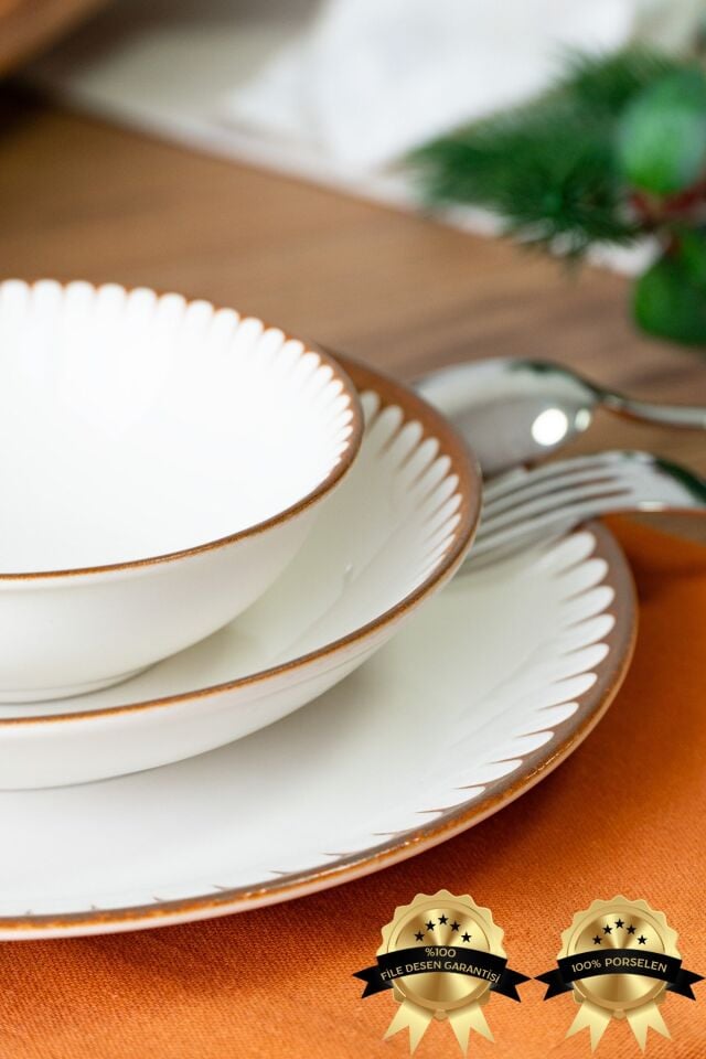 Karamel 18 Parça 6 Kişilik Porselen Yemek Takımı