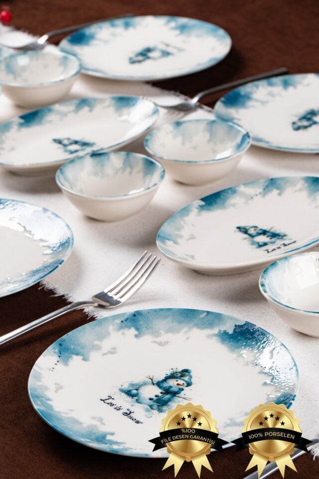 Kardan Adam 16 Parça 6 Kişilik Porselen Kahvaltı Takımı