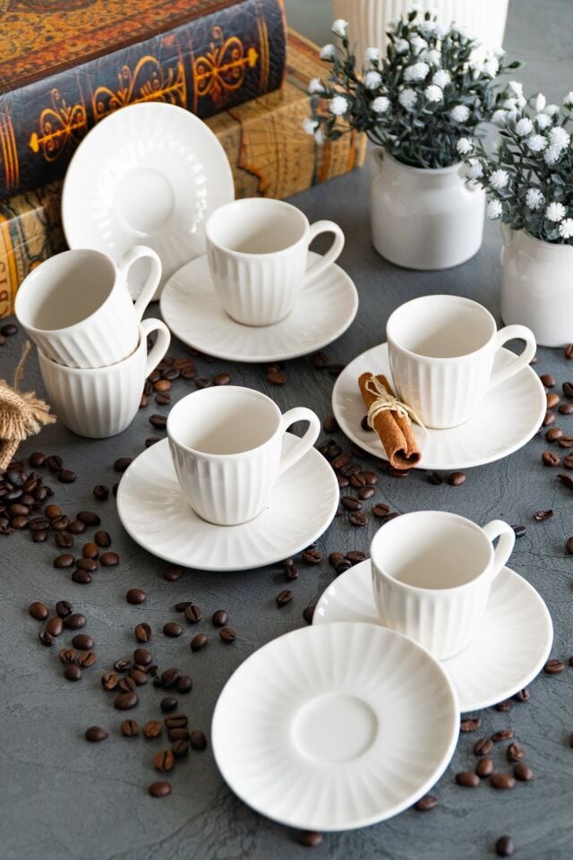 Karizma 12 Parça 6 Kişilik Porselen Kahve Fincan Takımı