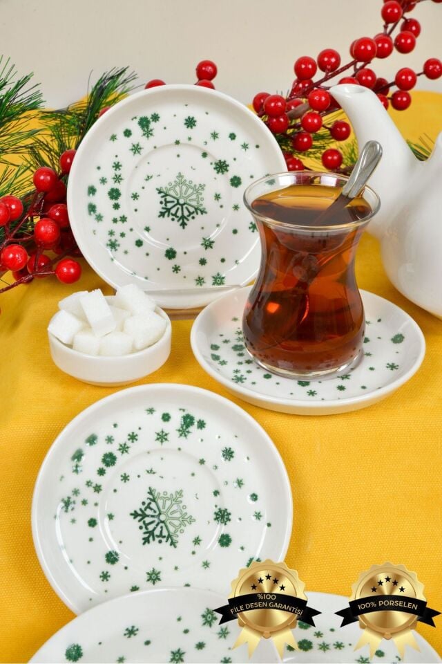 Kartanem 6'lı Porselen Çay Tabağı Seti