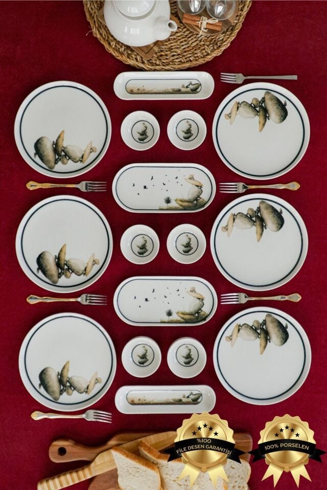 Kaya 16 Parça 6 Kişilik Porselen Kahvaltı Takımı