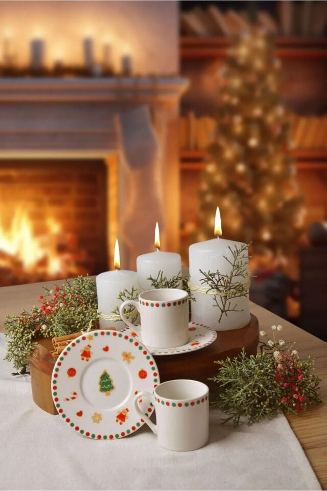 Kurabiye Adam 2 Kişilk Porselen Kahve Fincan Takımı