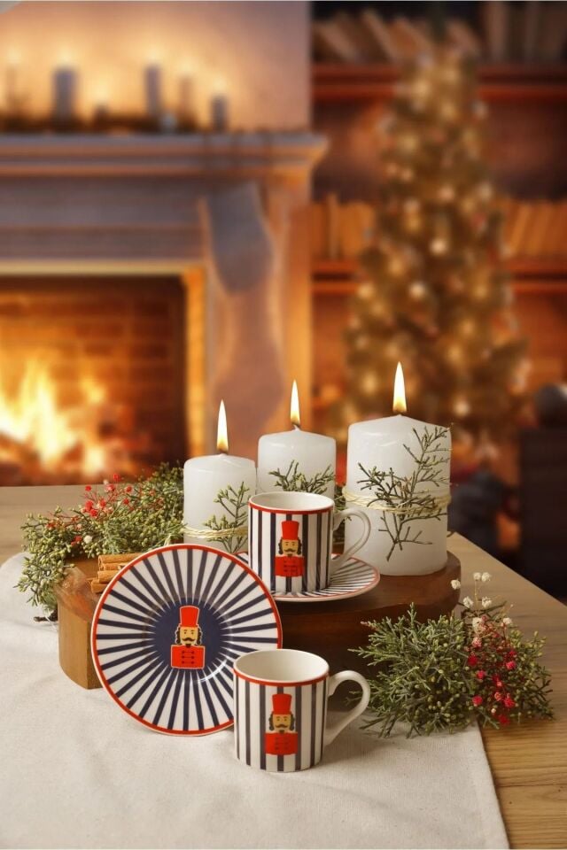 Kurşun Asker 2 Kişilik Porselen Kahve Fincan Takımı