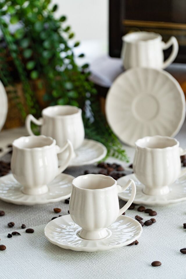 Lale 12 Parça 6 Kişilik Porselen Kahve Fincan Takımı