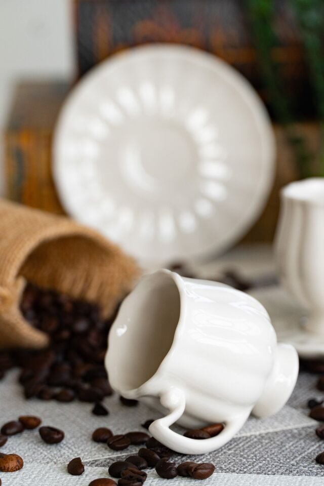 Lale 4 Parça 2 Kişilik Porselen Kahve Fincan Takımı