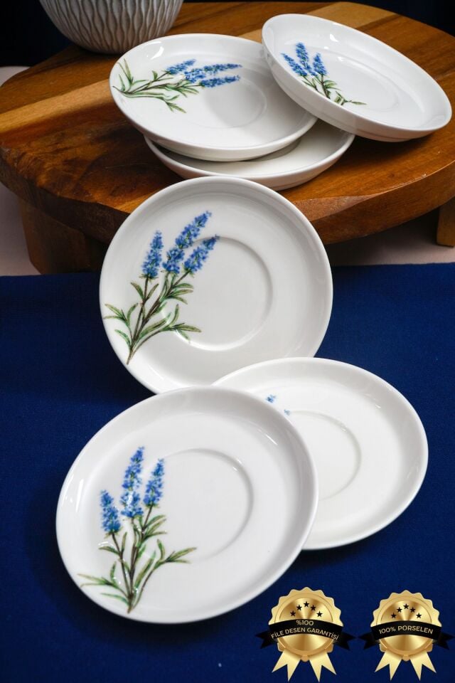 Lavanta 12cm 6 Parça Porselen Çay Tabak Seti