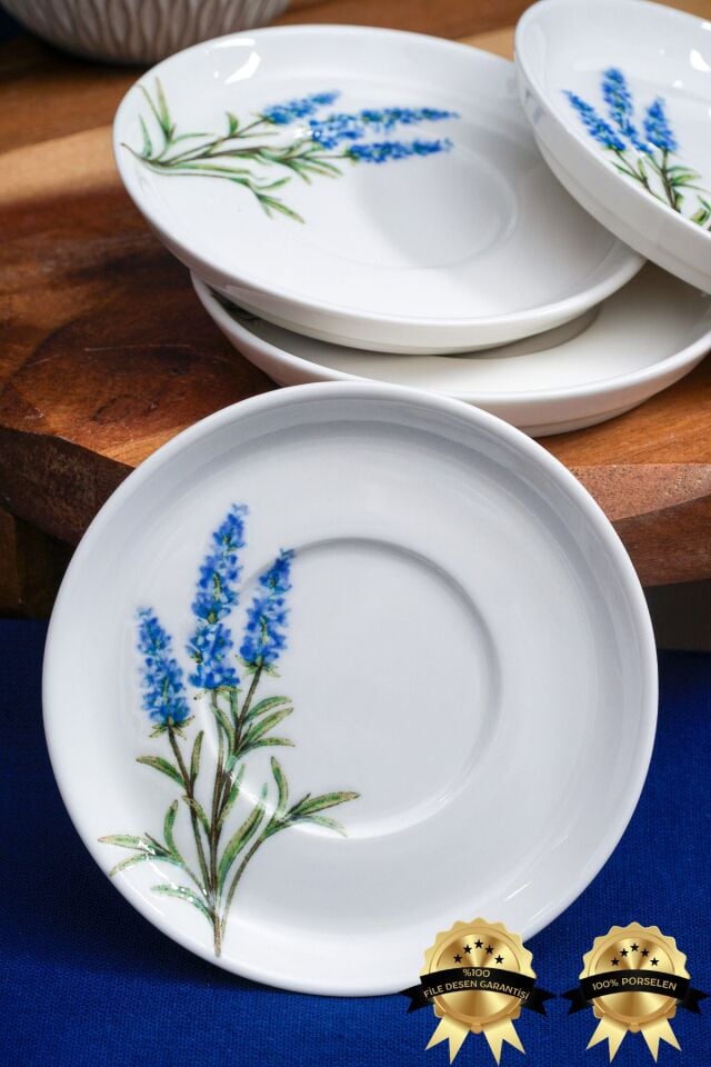 Lavanta 12cm 6 Parça Porselen Çay Tabak Seti