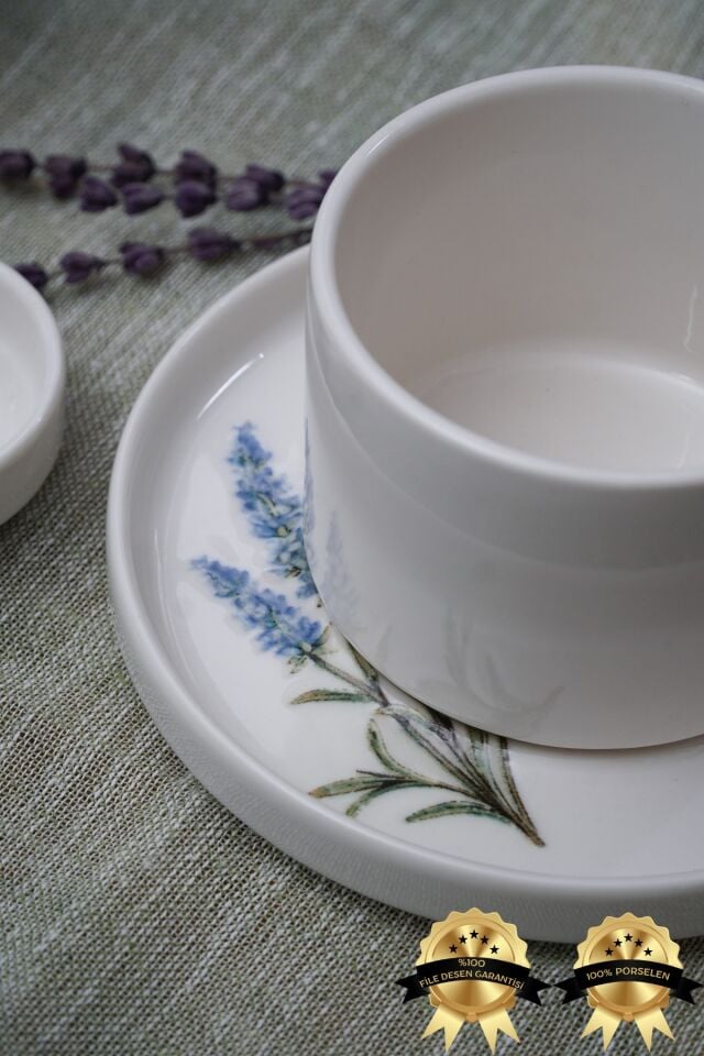 Lavanta 4 Parça 2 Kişilik Porselen Çay Fincan Takımı