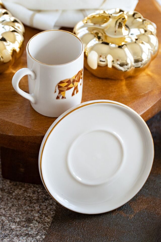 Origami Fil 12 Parça 6 Kişilik Porselen Kahve Fincan Takımı