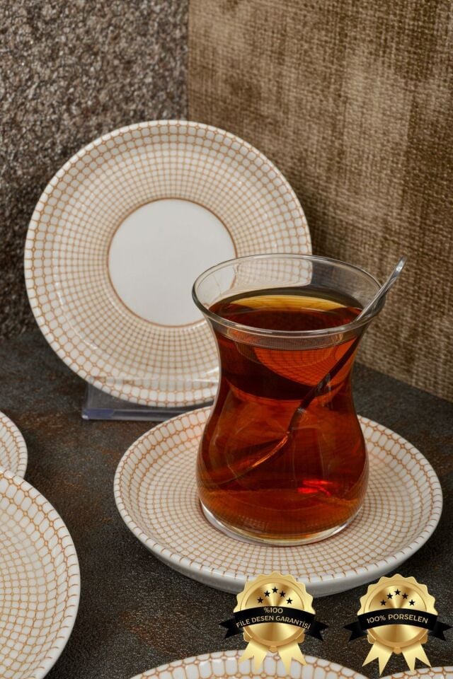 Petek 6'lı Porselen Çay Tabağı Seti