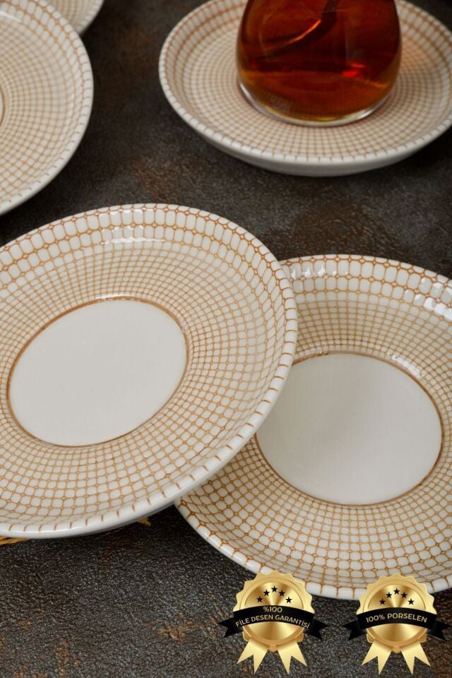 Petek 6'lı Porselen Çay Tabağı Seti